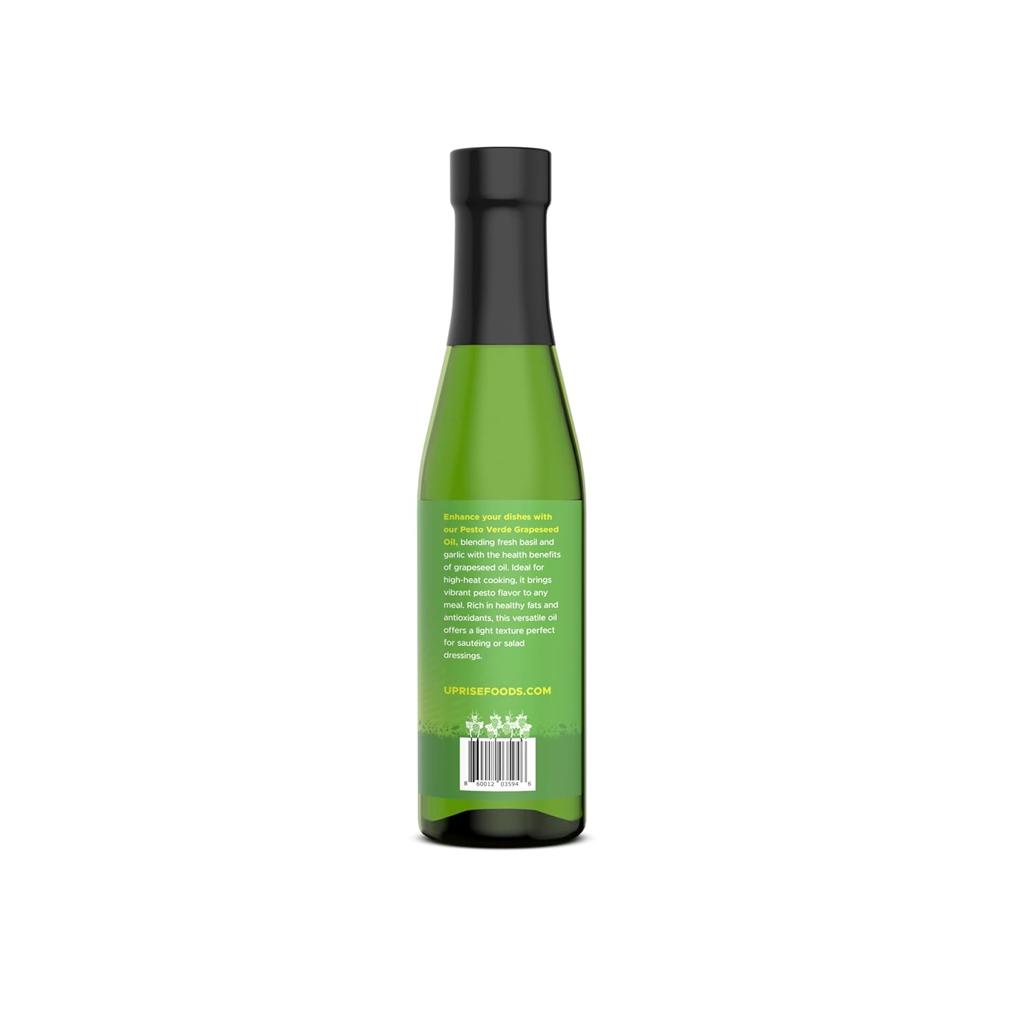 Pesto Verde Grapeseed Oil – 12.7 oz Glass Bottle | Pesto Flavored Basil Oil for Pasta, Roasting, and Vegetables | High Smoke Point | Plant-Based, Non-GMO, Gluten-Free, Heart-Healthy Cooking Support