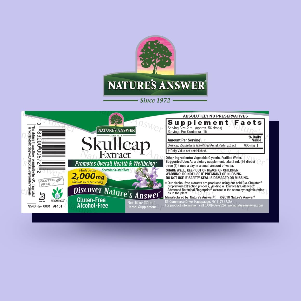 Nature's Answer Alcohol-Free Skullcap Herb, 1-Fluid Ounce