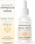 Astragalus & Ginger Natural Vitamin D3 & K2 Liquid Drops for Immune Support | Immunity Herbal Blend | 100% Pure Essential Oils & Lemon Tincture | Made in USA