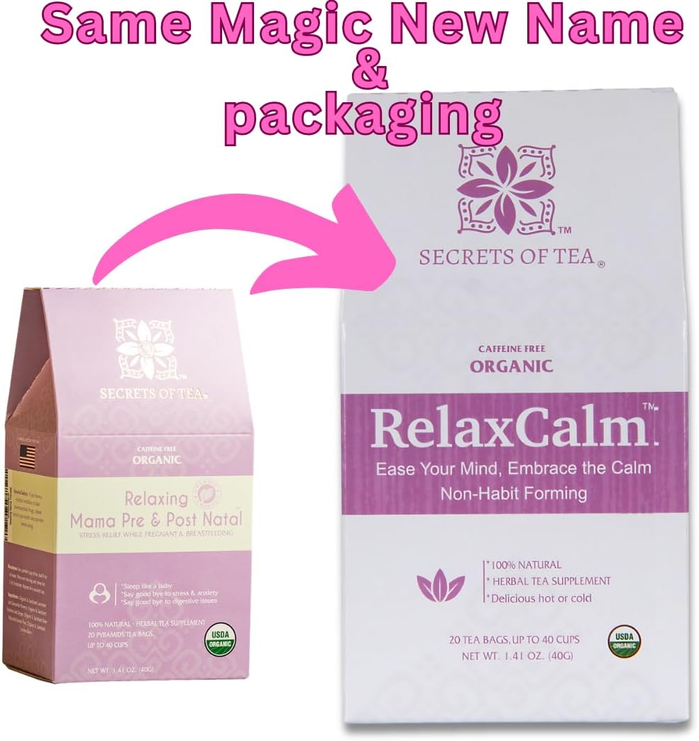 Secrets Of Tea Relaxing Mama Tea - Natural USDA Organic Caffeine Free - Safe for Pregnancy and Breastfeeding - Up to 40 Servings - 20 Count(1 Pack)