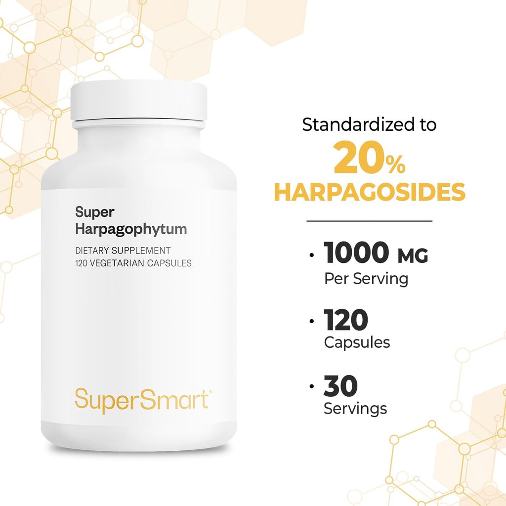 Supersmart - Super Harpagophytum 1000mg per Day (High Strength) - Devil's Claw Herbal Supplement | Non-GMO & Gluten Free - 120 Vegetarian Capsules