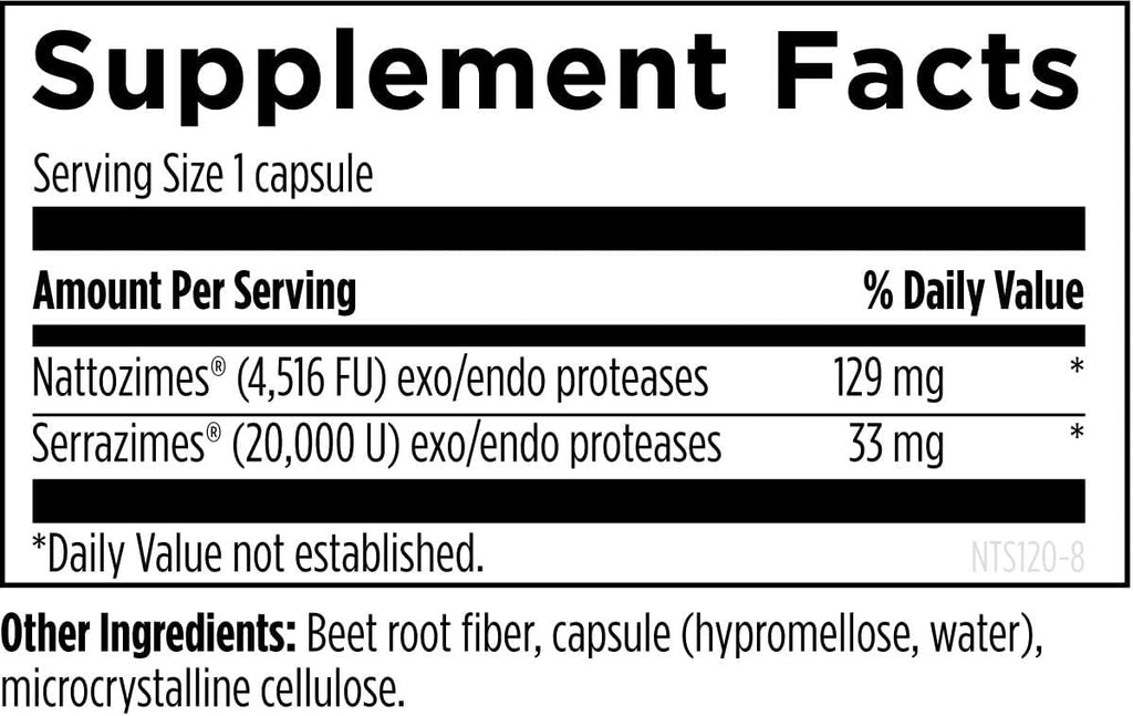 Designs for Health Nattokinase with Serrapeptidase - Natto-Serrazime + Proteolytic Enzymes - Designed to Support a Healthy Circulatory System + Immune Health - Non-GMO Supplement (120 Capsules)