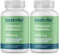 BESTVITE Chromium Picolinate 1000mcg (480 Vegetarian Capsules) (240 x 2) - No Stearates - No Dicalcium Phosphate - Vegan - Gluten Free - Non-GMO