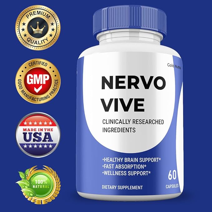 NervoVive Capsules, Nervo Vive Pills All Natural Formula Premium Cognitive Nerve Supplement Nerve Care, 3 Month Supply (3 Pack)