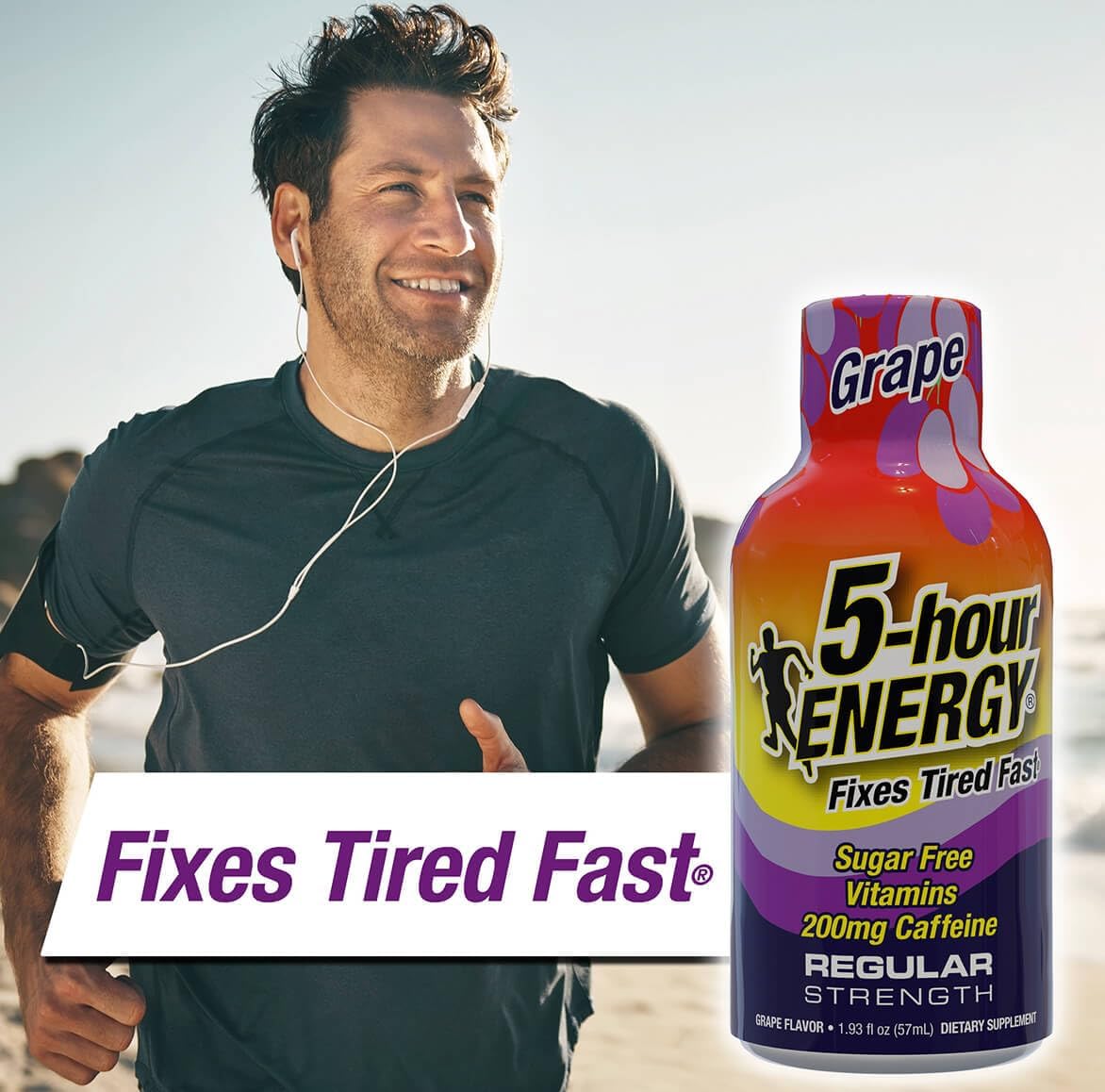 5-hour ENERGY Shots Regular Strength, Grape Flavor, 1.93 oz. 30 Count, Sugar Free, Zero Calories, Amino Acids and Essential B Vitamins, Dietary Supplement, Feel Alert and Energized, 200mg Caffeine