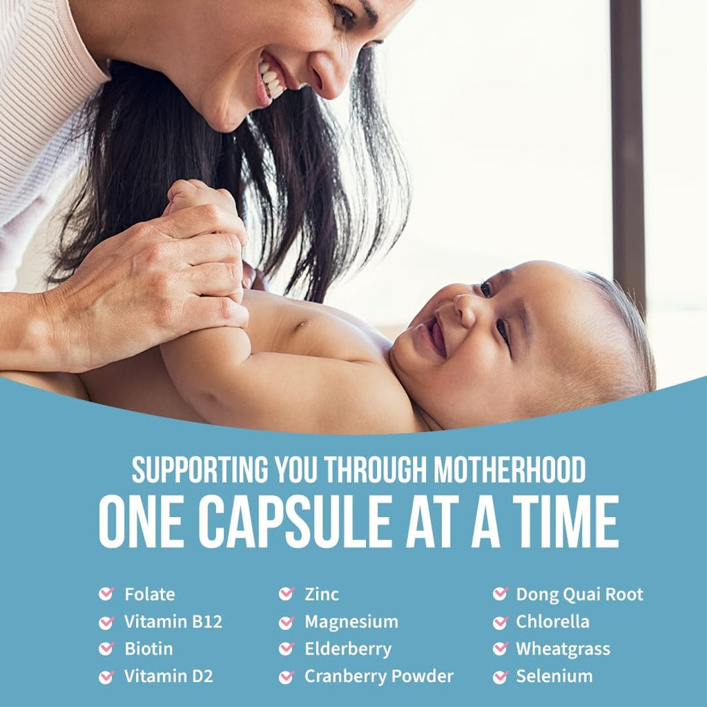GOBIOTIX Postpartum Vitamins for Breastfeeding Moms - Postnatal Lactation Supplement with Organic Herbs, Minerals, Nutrients for New Mothers and Baby - Postpartum Essentials, Non GMO, Vegan, 60 Caps
