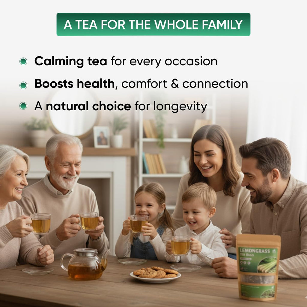 Lemongrass Tea Bags - 25 Bags (Premium Natural Pure Leaf Tea - 25 Count) Gluten-Free and Caffeine-Free Herbal tea for Relaxation, Wallness, Immune Support with Smooth Taste