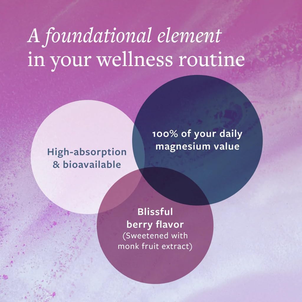 Total Magnesium Complex Powder, Berry Flavored Magnesium Supplement for Sleep Stress & Digestion Advanced 5-blend Formula with Glycinate, Citrate, Malate, Taurate, Carbonate, 60 Servings
