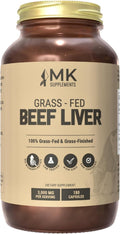 MK Supplements – Grass Fed Beef Liver 3000 mg, Freeze-Dried Beef Liver Capsules, 100% Pasture-Raised in New Zealand, 180 Liver Capsules, 45-Day Supply