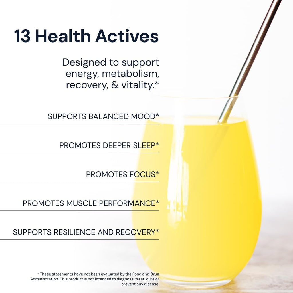 Blueprint Bryan Johnson Longevity Mix - Muscle Builder & Recovery Supplement - Promotes Focus and Balanced Mood - Magnesium, Creatine, L-Theanine, Glutathione & Vitamin C- 30 Servings, Pineapple Yuzu