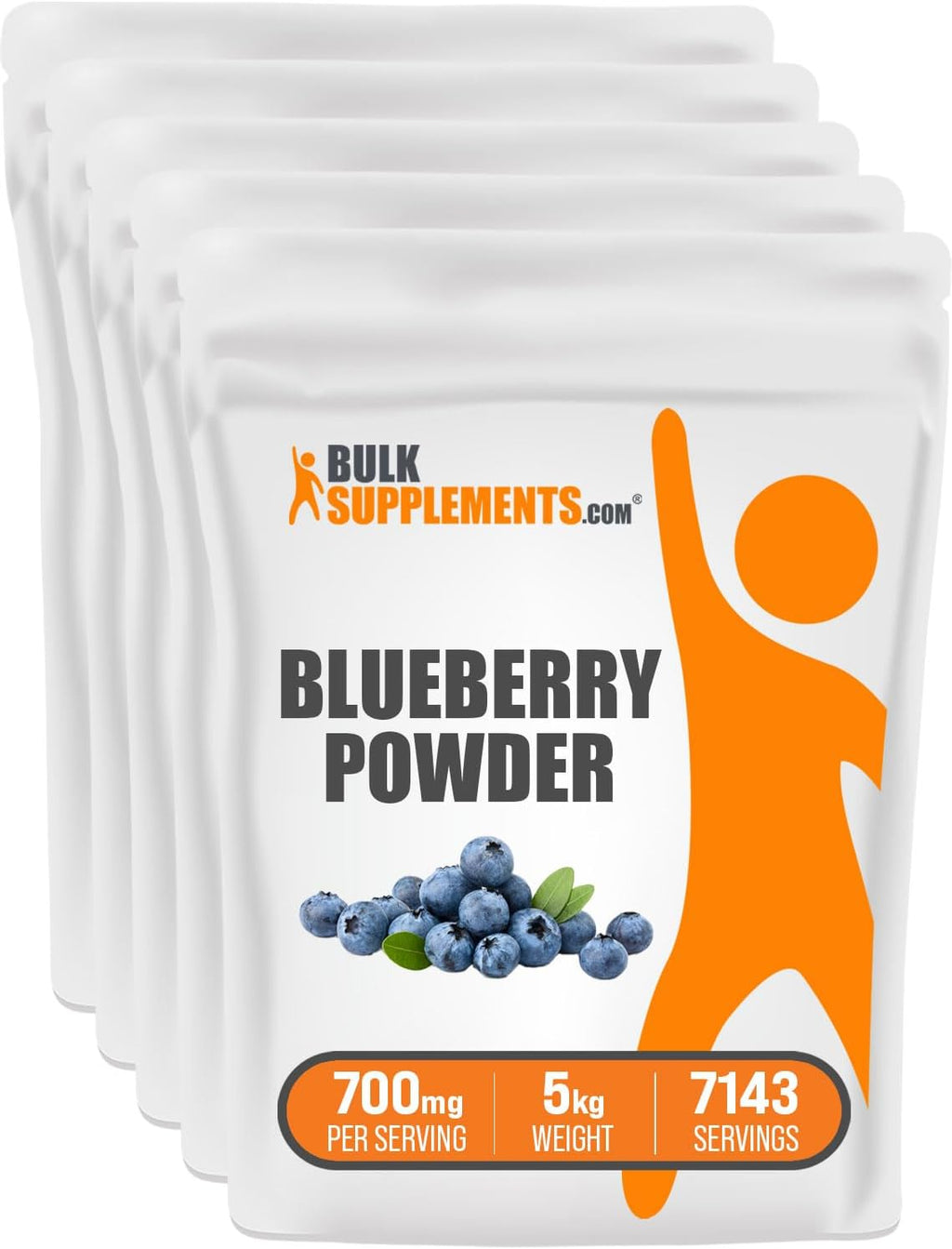 BulkSupplements.com Blueberry Powder - Blueberry Supplement, Wild Blueberry Powder - Antioxidant Support, Gluten Free, 700mg per Serving, 5kg (11 lbs) (Pack of 5)