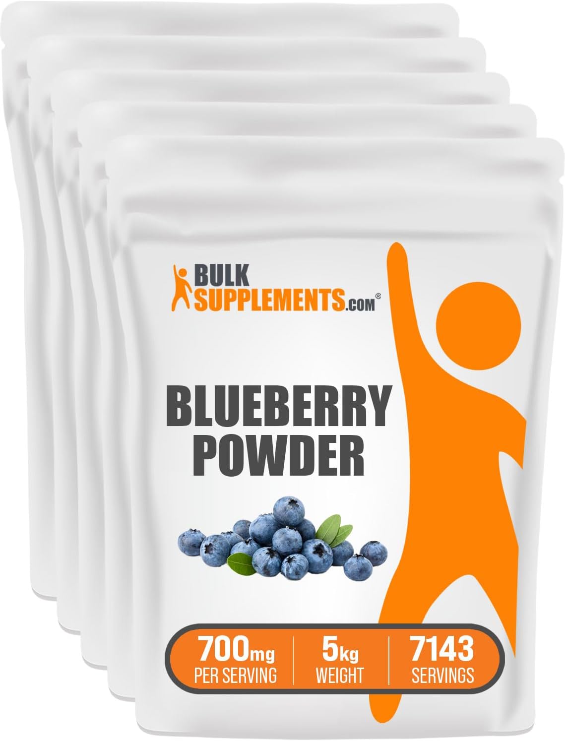 BulkSupplements.com Blueberry Powder - Blueberry Supplement, Wild Blueberry Powder - Antioxidant Support, Gluten Free, 700mg per Serving, 5kg (11 lbs) (Pack of 5)