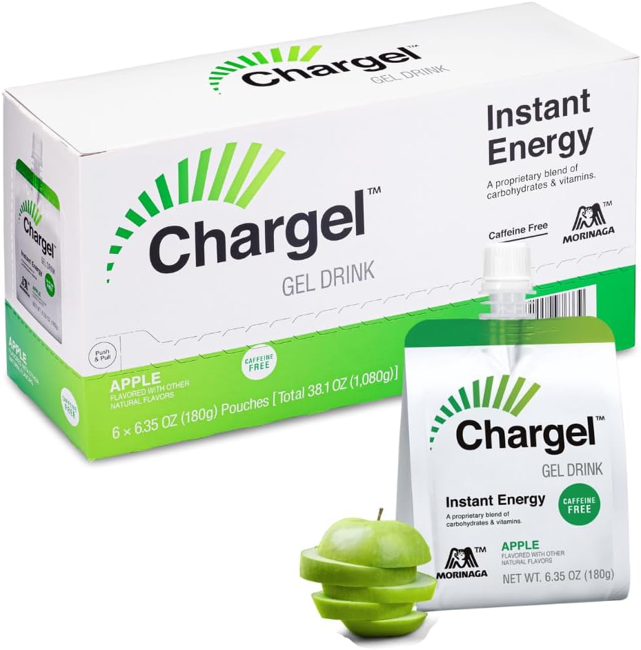 Apple, Caffeine-Free Instant Energy Gel Running, Biking, Workout, Hiking Essentials for Women & Men, Gifts for Runners - Carbs Vitamins, Gluten Free - Pack of 6 Gels - 6.35oz Each