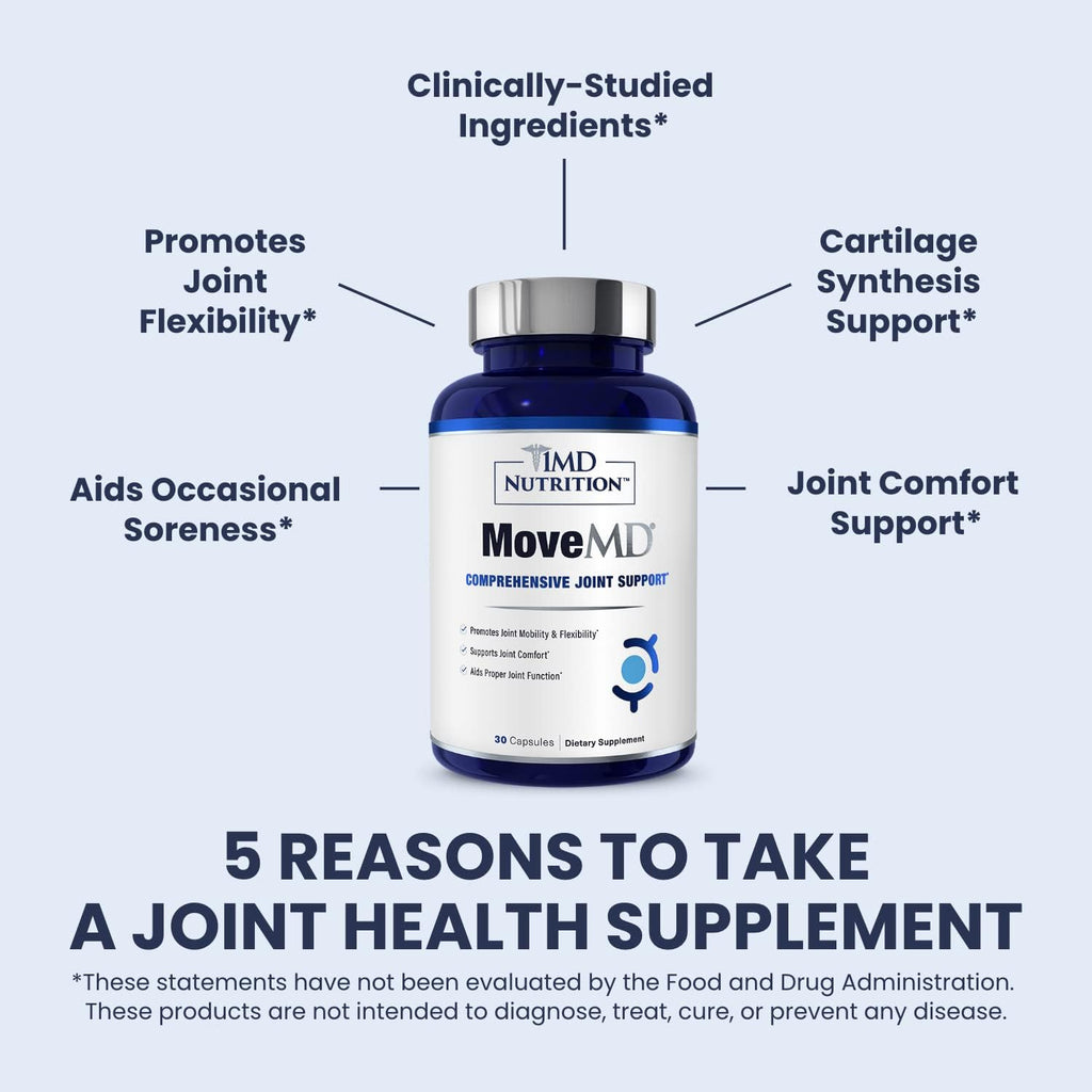 1MD Nutrition MoveMD - Health Supplement for Joint Discomfort & Support - Our Collagen Pills are Skillfully Formulated for Women & Men w/Hyaluronic Acid & Astaxanthin