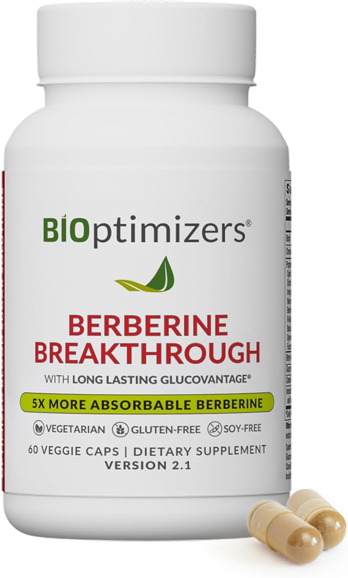 BIOptimizers Berberine Breakthrough Supplement - Metabolic Support –Healthy Metabolism - 40 Capsules – Vegetarian, Gluten-Free, Soy-Free