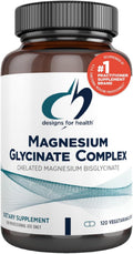 Designs for Health Magnesium Glycinate Complex - Chelated Magnesium Bisglycinate + High Absorption Magnesium for Calming & Sleep, Heart Health, Immune Support & Bone Strength - Vegan (120 Capsules)