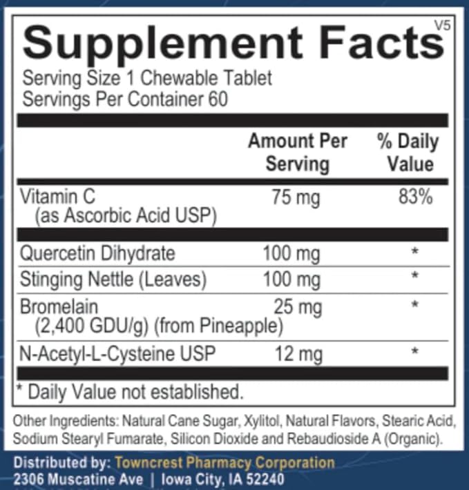 Hist Assist Jr – Kids Chewable Seasonal Support with Quercetin, NAC, Bromelain & Vitamin C | Tasty Berry Flavor | Non-GMO, Gluten Free | 60 Chewable Tablets