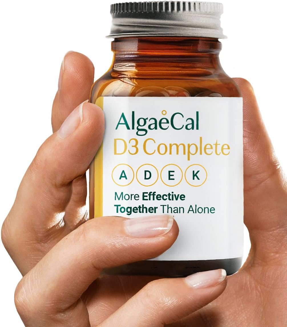 ALGAECAL 4-in-1 Vitamin D3 K2 Complete - ADK Vitamin Supplement, Enhanced Immune Support & Bone Health with D3 K2, A, & E - Whole Body Wellness & Bone Strength, 60 Easy-Swallow Softgels, Made in USA