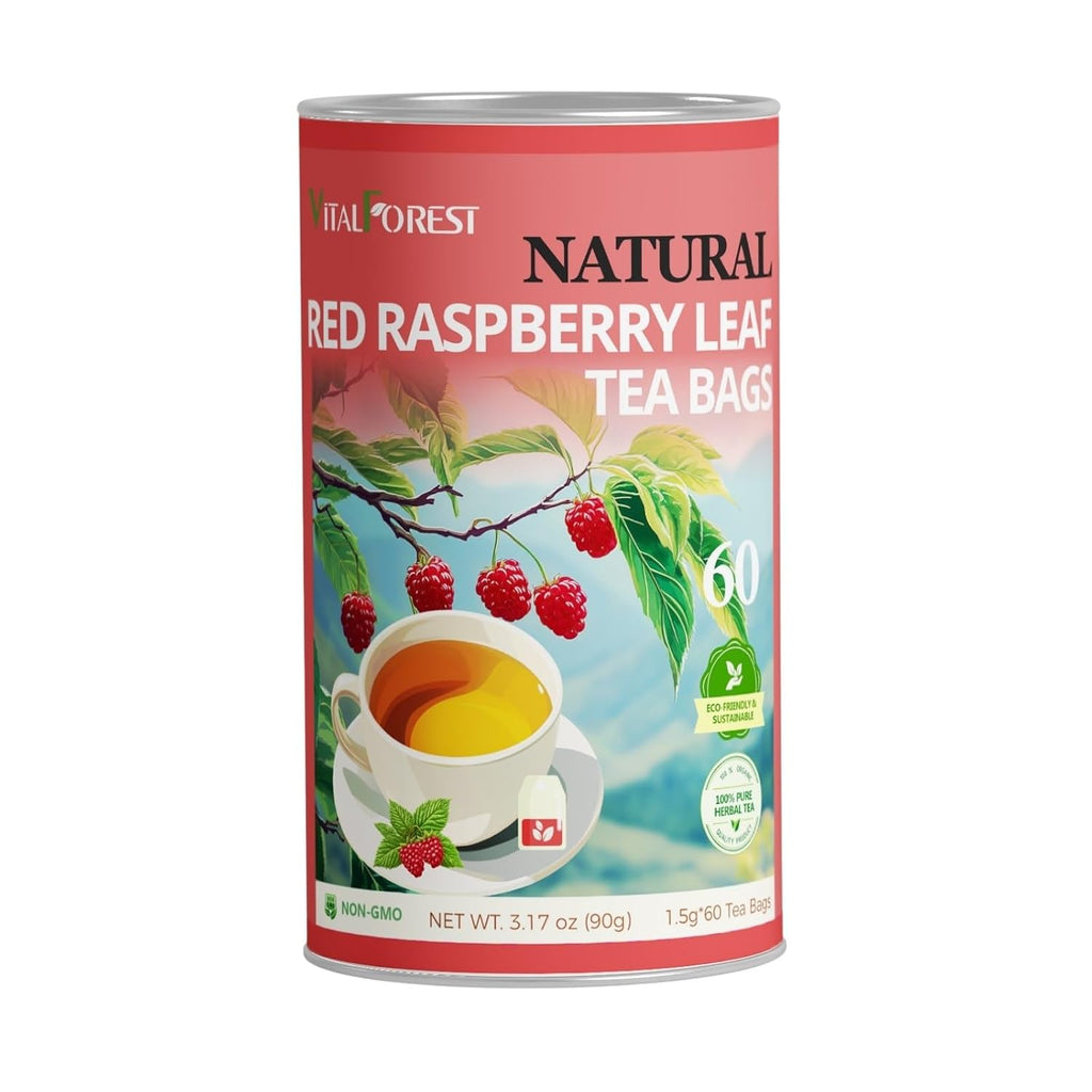 Red Raspberry Leaf Tea Pregnancy, 60 Count, VitalForest Natural Raspberry Leaves Tea Bags for Women’s Health – Period Healthy Cycle Tea – Vegan & Gluten-Free, Caffeine-Free, Non-GMO