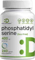 Phosphatidylserine Supplement, 400mg Serving, 240 Capsules – Soy Free Sunflower Lecithin Source