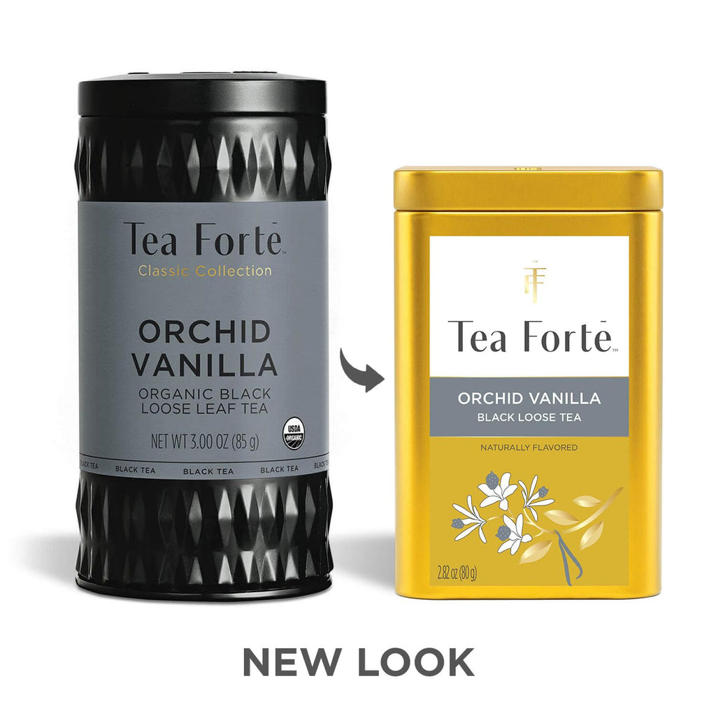 Tea Forte Orchid Vanilla Premium Loose Leaf Caffeinated Black Tea Blend Canister, Makes 35-50 Cups