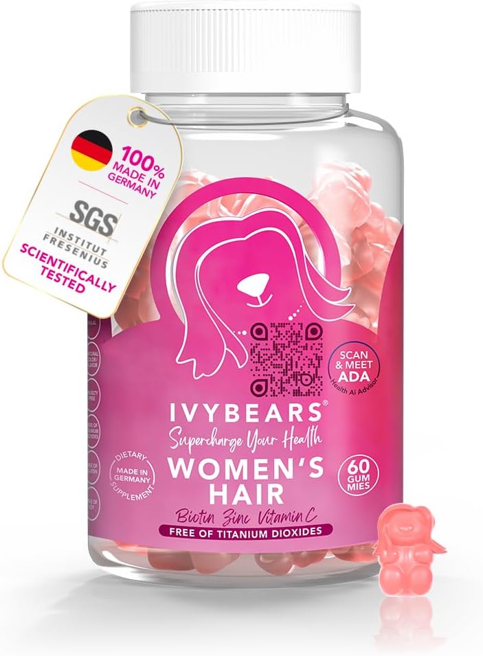 Women’s Hair Vitamin Gummies with Complex Biotin, Collagen, Folic Acid, Vitamin B7, and Keratin for Hair, Skin & Nails - Vegan Hair Growth & 100% Vitamin Boost - 60 Count, 1 Month Supply