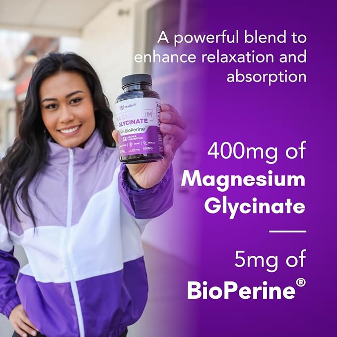 Pure Magnesium Glycinate 400mg - 5X Higher Absorption - Support Stress Relief, Sleep, Bone Health - 100% Chelated - Pure Magnesium Supplement for Women and Men- 90 Veggie Capsules