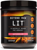 BEYOND RAW LIT Pre Workout Powder Supplement for Men and Women, Energy, Focus, Endurance, Pumps, Nitric Oxide Boost, 250mg Caffeine, Creatine, Beta Alanine, Watermelon, 30 Servings