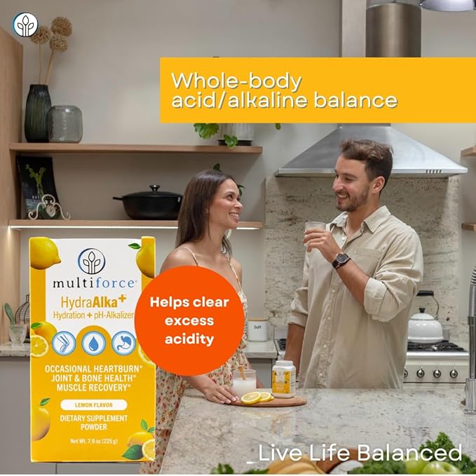 HydraAlka+ Premium Alkalizing Supplement | Beats Acid & Non-Chronic Heartburn | Hydrates with Electrolytes | Supports pH Balance, Muscle Recovery & Bone Health | 30 Servings, 3 Flavors
