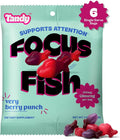 Tandy Focus Fish American Ginseng Gummies I Memory, Attention & Focus Gummies with Very Berry Punch Flavor I Gluten-Free Fast-Acting Dietary Brain Supplement Gummy I 6-Pack
