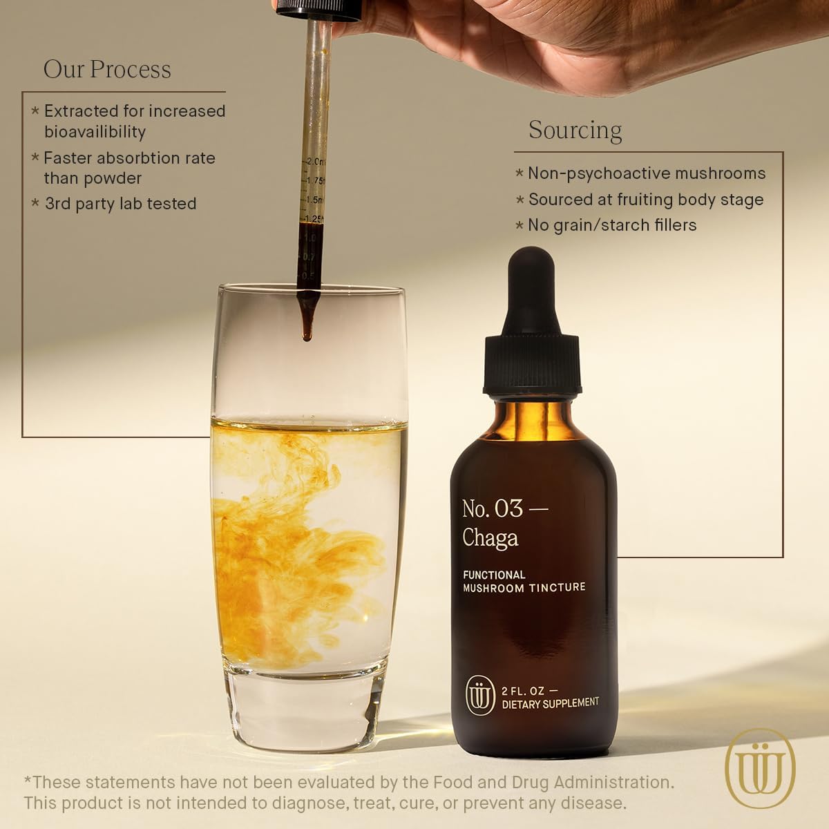 Chaga Mushroom Extract - Double Extracted Fruitbody Mushroom Tincture, Antioxidants, Hair, Skin, Nails Health (60 Servings)