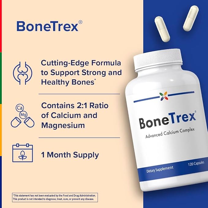 Stop Aging Now - Calcium Complex Supplement - 120 Capsules - BoneTrex with Magnesium, Vitamin D, Vitamin K2 and Boron