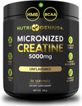 Creatine Powder Micronized with BCAAs + HMB, Magnesium Malate, for Muscle Growth, Strength & Recovery | Unflavored | 30 Servings (Unflavored)