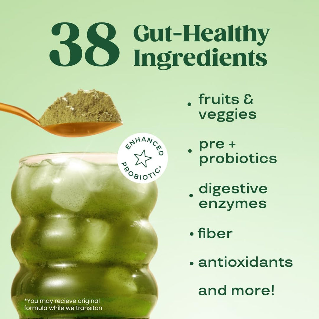 Bloom Nutrition Superfood Greens Powder, Digestive Enzymes with Probiotics and Prebiotics, Gut Health, Bloating Relief for Women, Chlorella, Green Juice Mix w Beet Root Powder, 60 SVG, Strawberry Kiwi