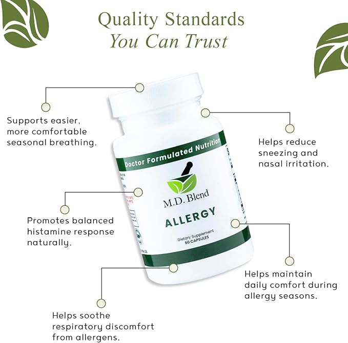 Allergy Relief Capsules with Quercetin, Nettle Root, Bromelain, & Acetyl L-Cysteine- Comprehensive Seasonal Allergy & Sinus Support Formula for Respiratory Wellness 60 Capsules (Pack of 3)