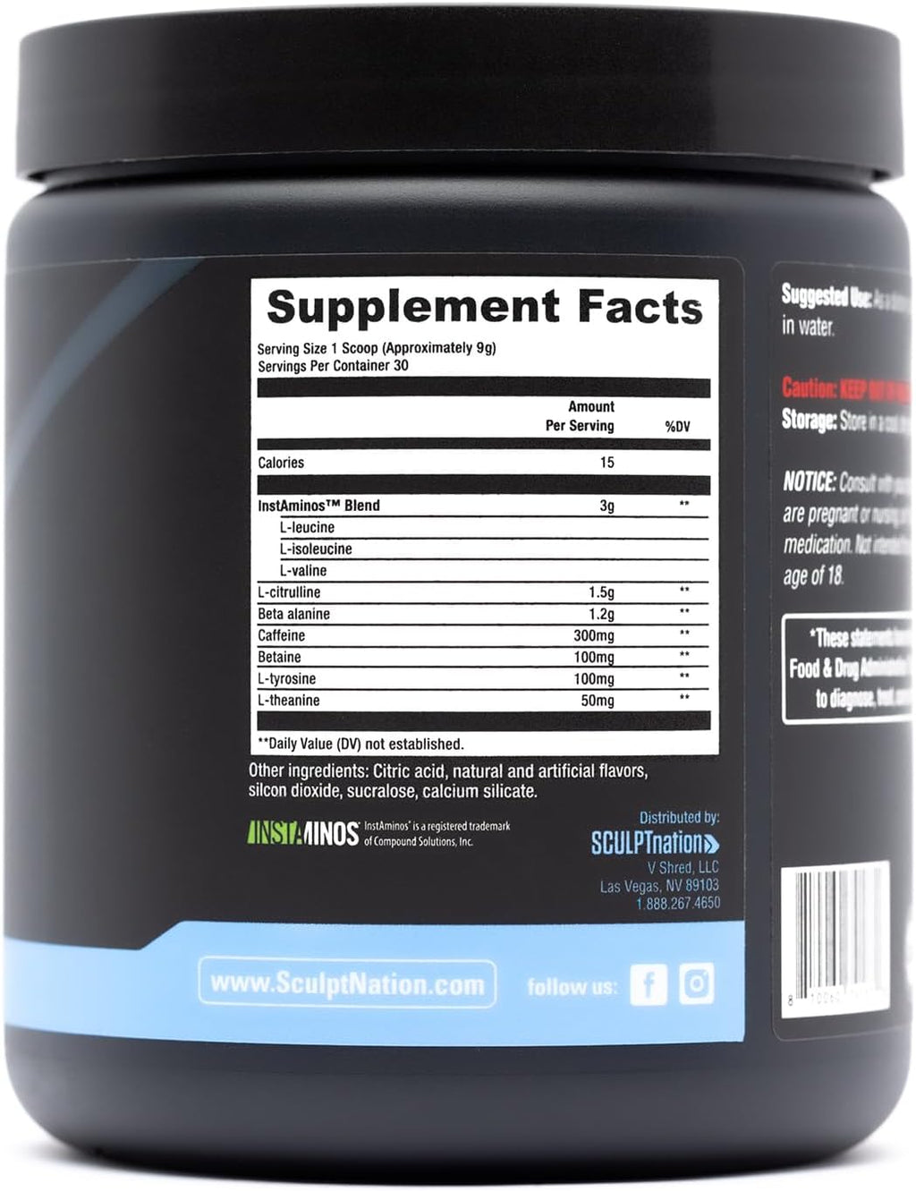 Sculpt Nation by V Shred PreWorkout - Premium Pre Workout Powder with Amino Acids for Ultimate Performance, Endurance, and Energy Support, Blue Raspberry - 30 Servings