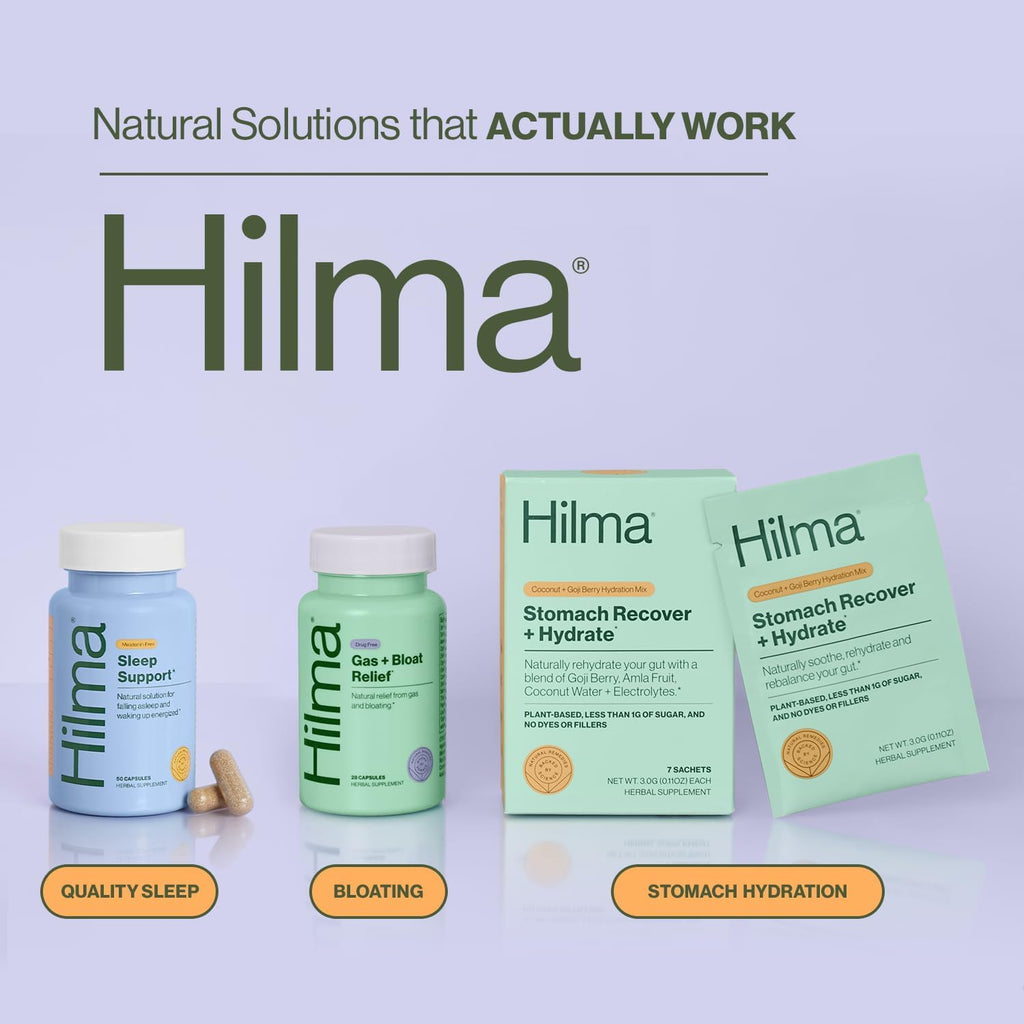 Hilma Sleep Aid Formulated with Magnesium & L-Theanine, Natural Sleep Aids for Adults to Help You Fall Asleep and Stay Asleep Melatonin-Free, Non-Drowsy Next Day Formula, 2 Pack w/ 100 Vegan Capsules