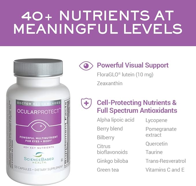 ScienceBased Health OcularProtect – Daily Multivitamin with Advanced Eye Health Support – 40+ Key Nutrients with Lutein, Zeaxanthin, Turmeric & Quercetin – Immune & Antioxidant Support