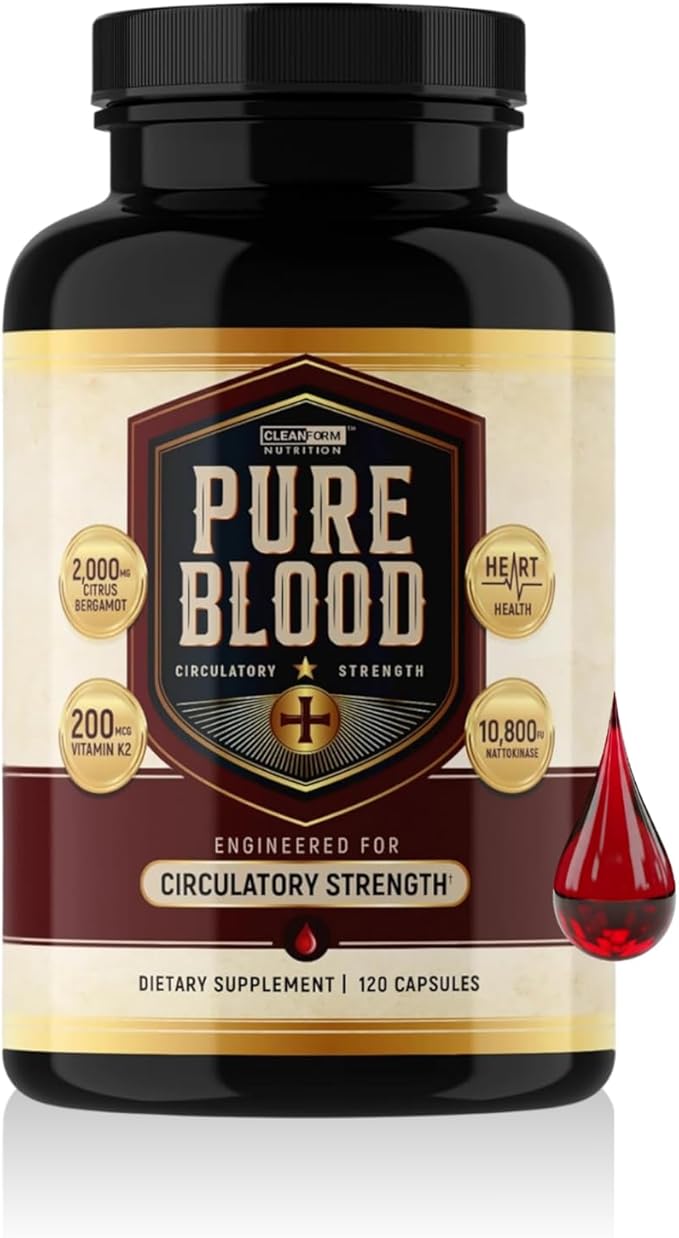 Pure Blood - Advanced Circulatory Support, Clinically Dosed Ingredients, Cholesterol & Lipid Balance, Clean + Transparent Formula, 120 Capsules