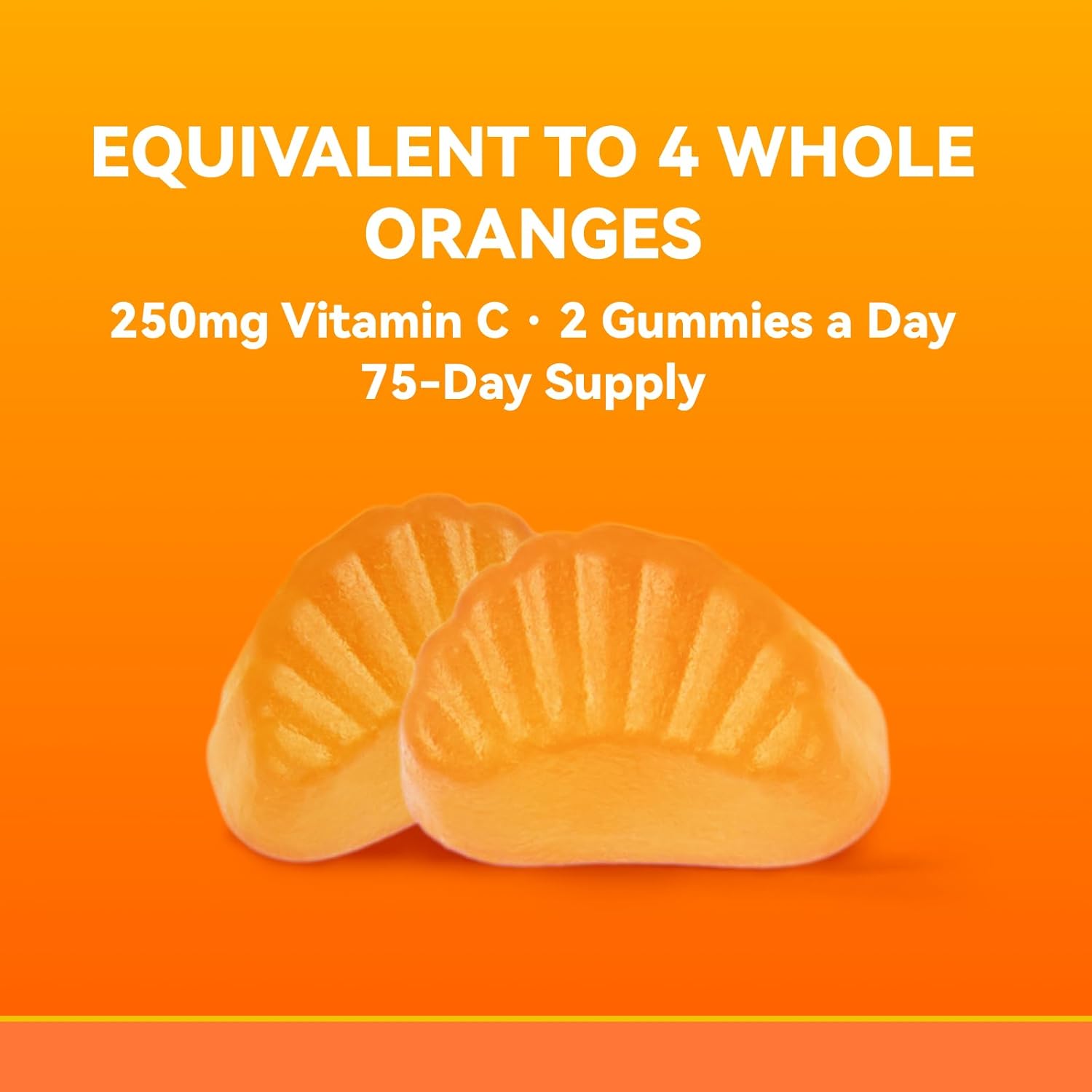 Zero Sugar Vitamin C Gummies 250 mg per Serving, Immune & Antioxidant Support, Natural Orange Flavor, 150 Count, 75 Day Supply, Sugar-Free, Vegetarian Gummies, No Artificial Sweeteners or Flavors