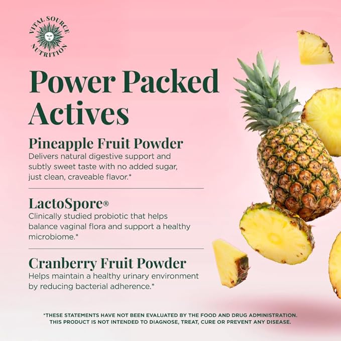 Vital Source Nutrition - ViXi - Feminine Balance Capsules - Vaginal Wellness & pH Support - with LactoSpore, Cranberry + Pineapple Fruit Powder -Supports Urinary Wellness & Healthy Flora -30 Servings