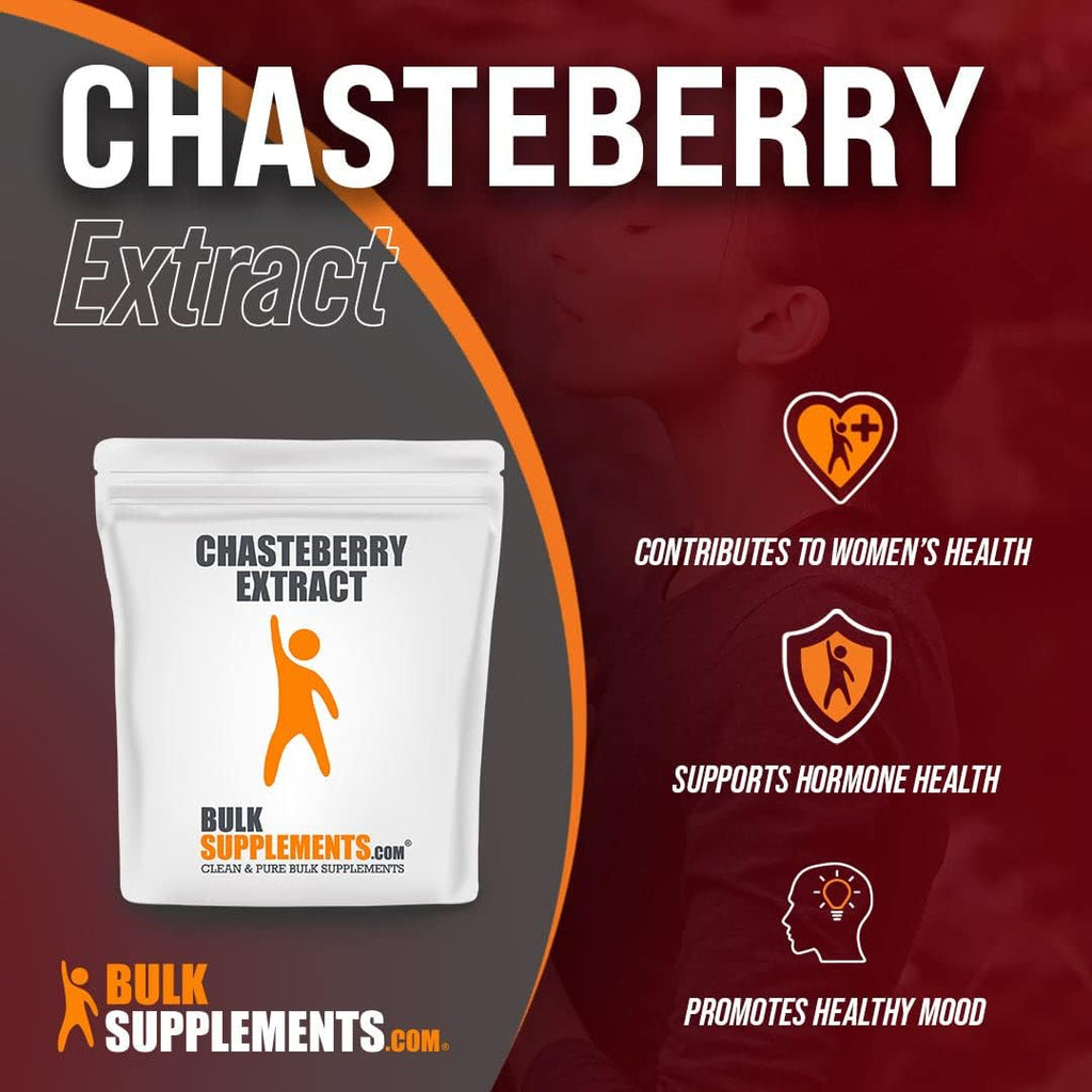 BulkSupplements.com Chasteberry Extract Powder - from Vitex Berry, Herbal Supplement - Vegan & Gluten Free, 500mg per Serving, 250g (8.8 oz) (Pack of 1)