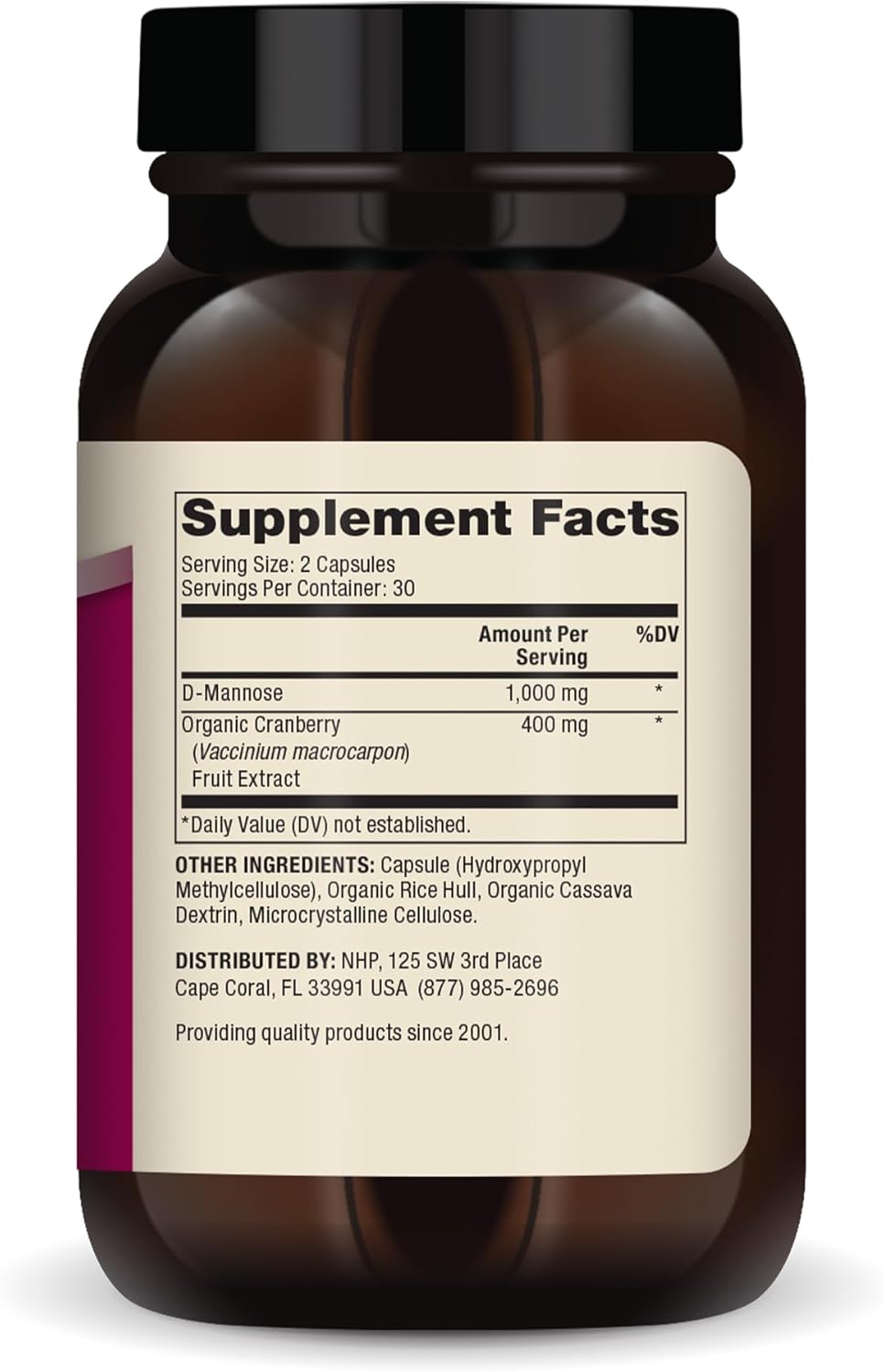 Dr. Mercola D-Mannose and Cranberry Extract, 30 Servings (60 Capsules), Dietary Supplement, Supports Urinary Tract Health, Non-GMO