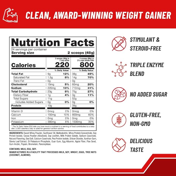 Naturade Weight Gain Nutrition Drink Mix for Healthy Weight Support, Balanced Calories with Protein, Vitamins & Minerals, Chocolate - 40.6 oz
