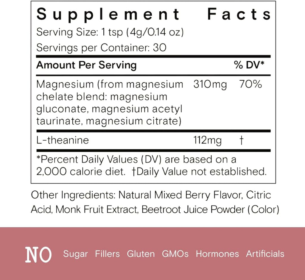 Moon Juice - Magnesi-Om, Berry - Jar (30 Servings) - Support Brain Health & Rest - Magnesium Powder - L-Theanine - Regularity - Glass Bottle - 100% Traceable - Vegan & Non GMO - 4.2oz