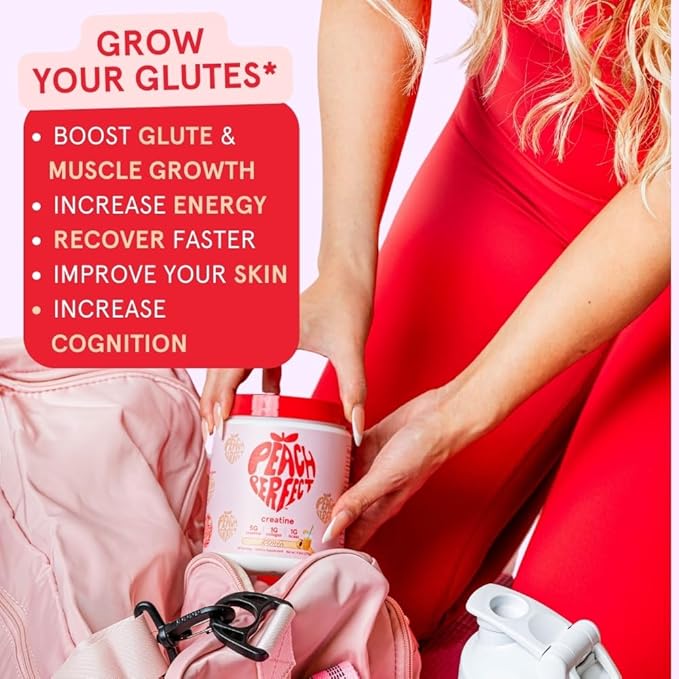 Peach Perfect Creatine Blend for Women – Micronized Creatine Monohydrate with BCAA & Collagen for Glute Strength Support – Pink Lemonade – 30 Servings