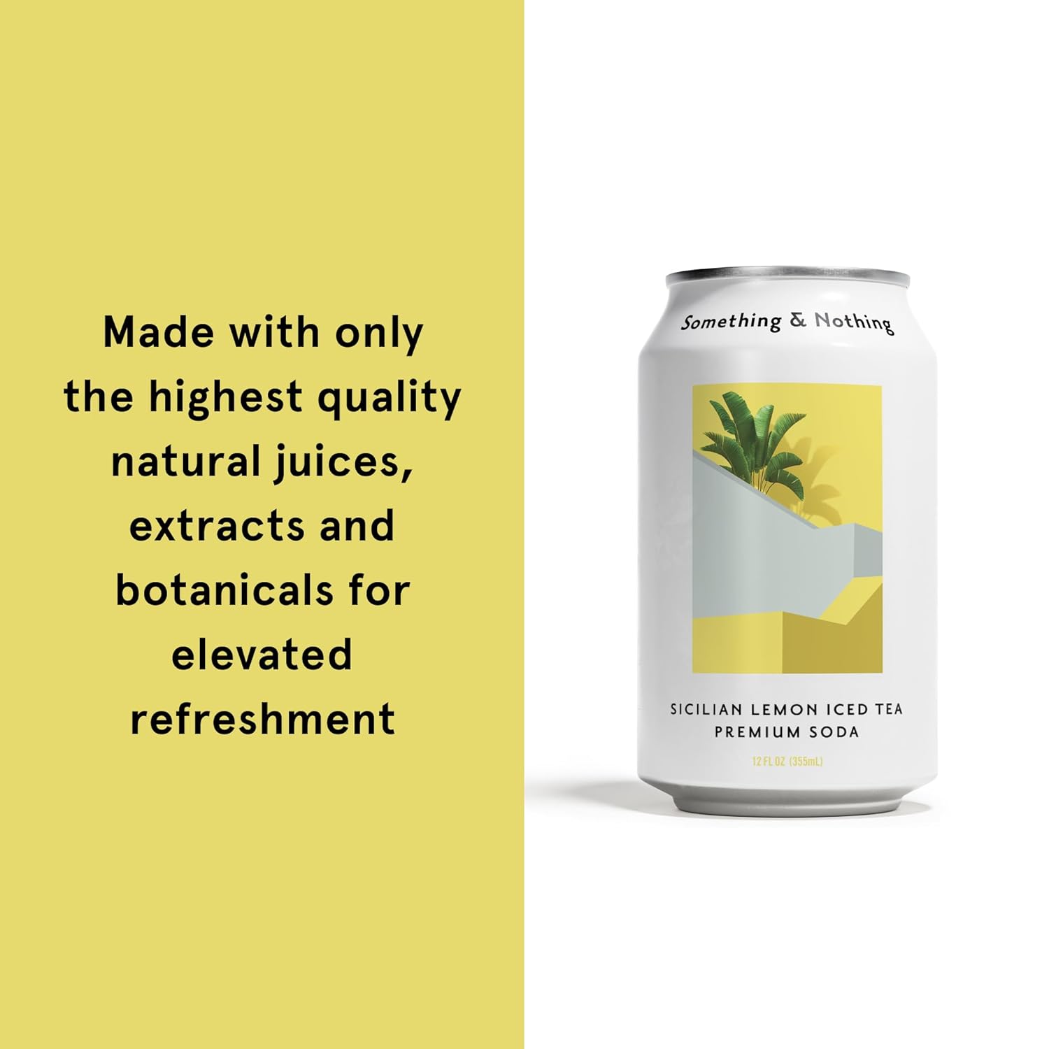 Something & Nothing Flavoured Sparkling Water - Lightly Carbonated, Full Flavoured with Added Grape & Lemon Juice | Vegan & Low Calorie Soda with Rooibos| 355ml Cans, Pack of 12 (Sicilian Lemon Iced Tea)