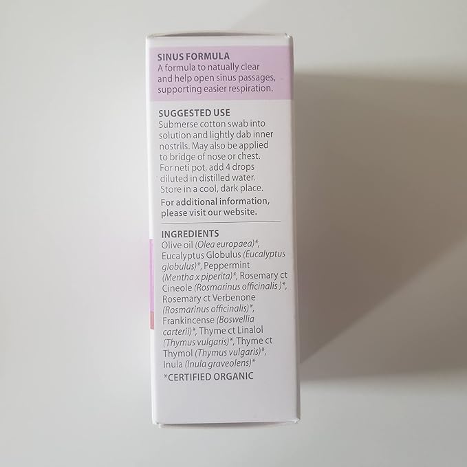 Pranarom - Sinus Formula Essential Oil Blend (5ml) - Olive Oil, Eucalypts, Peppermint, Rosemary, Frankincense, & Thyme - 100% Pure Essential Oil for Topical Use | USDA and ECOCERT Certified Organic