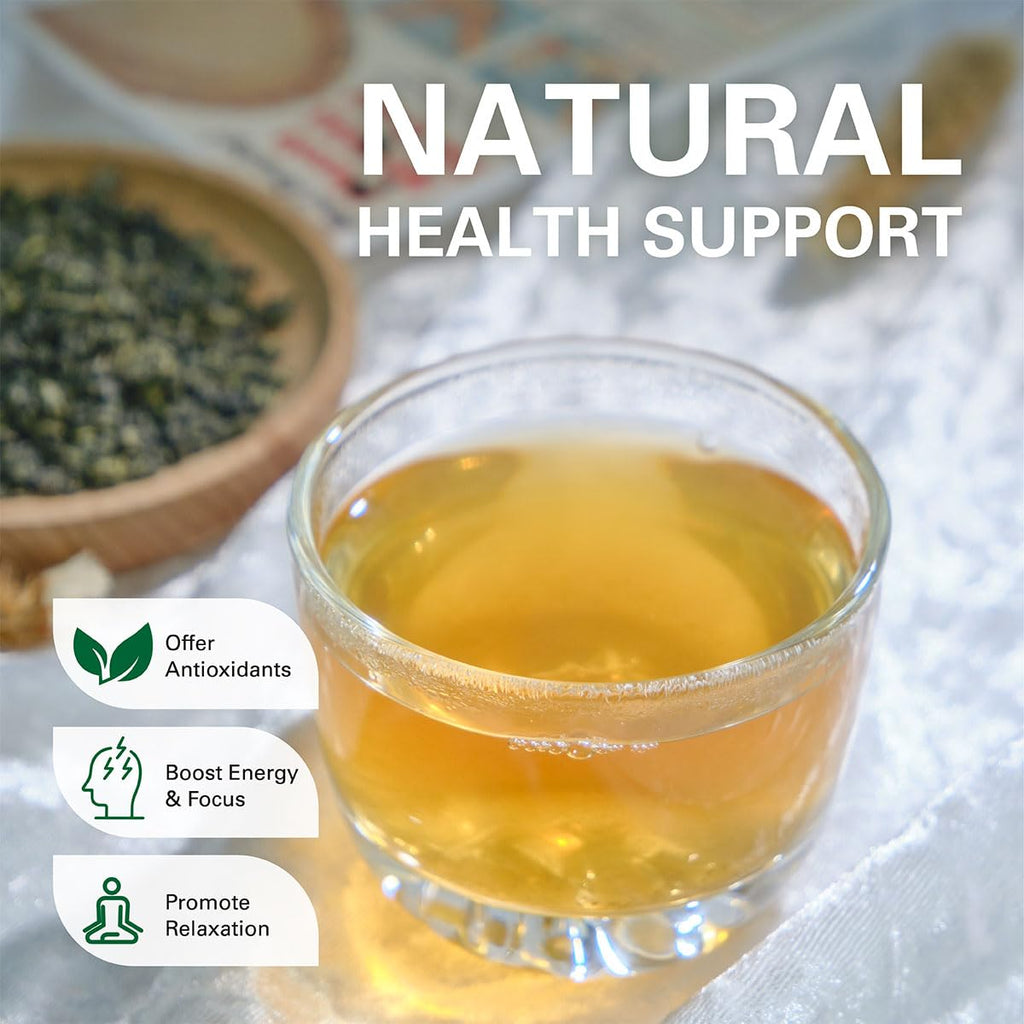 WT WEETEE Organic Gunpowder Green Tea, USDA Organic Loose Leaf Green Pearls Tea 8 Ounce, Full-Bodied & Gently Rolled Chinese Green Tea, Caffeinated