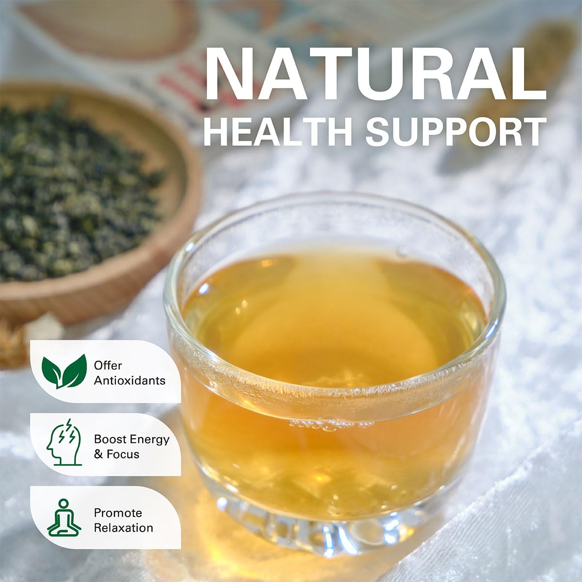 WT WEETEE Organic Gunpowder Green Tea, USDA Organic Loose Leaf Green Pearls Tea 8 Ounce, Full-Bodied & Gently Rolled Chinese Green Tea, Caffeinated
